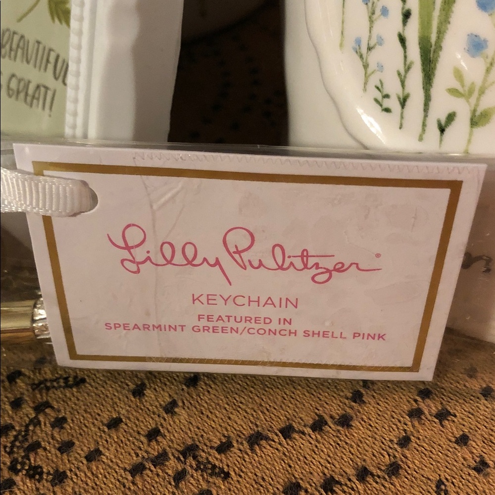 Lilly Pulitzer Keychain Featured in Spearmint Green/Conch Shell Pink - Picture 4 of 6